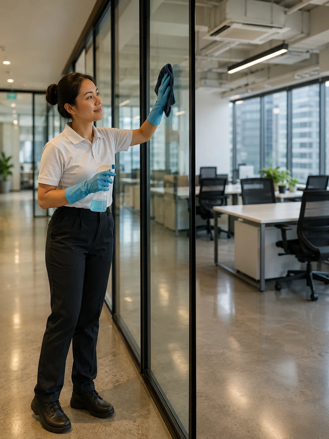 Professional commercial cleaning team